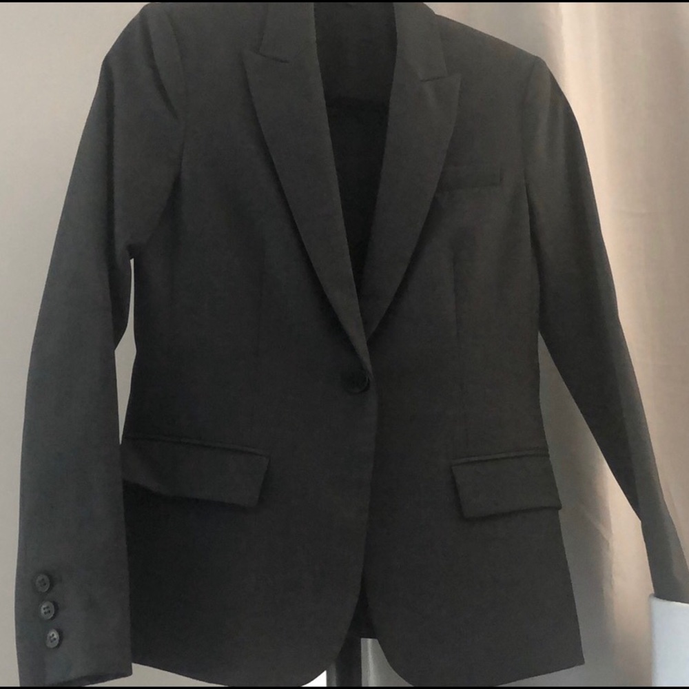 Theory charcoal heathered pant and blazer set